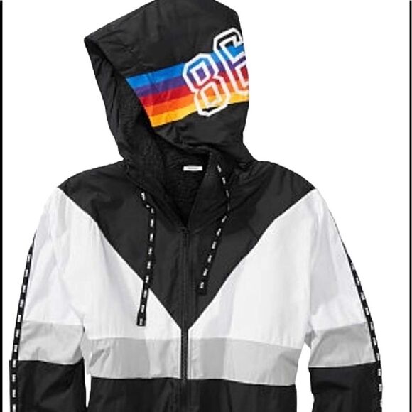 Victoria Secret Pink Color Block Anorak Sharpa Lined Jacket! - Picture 1 of 8
